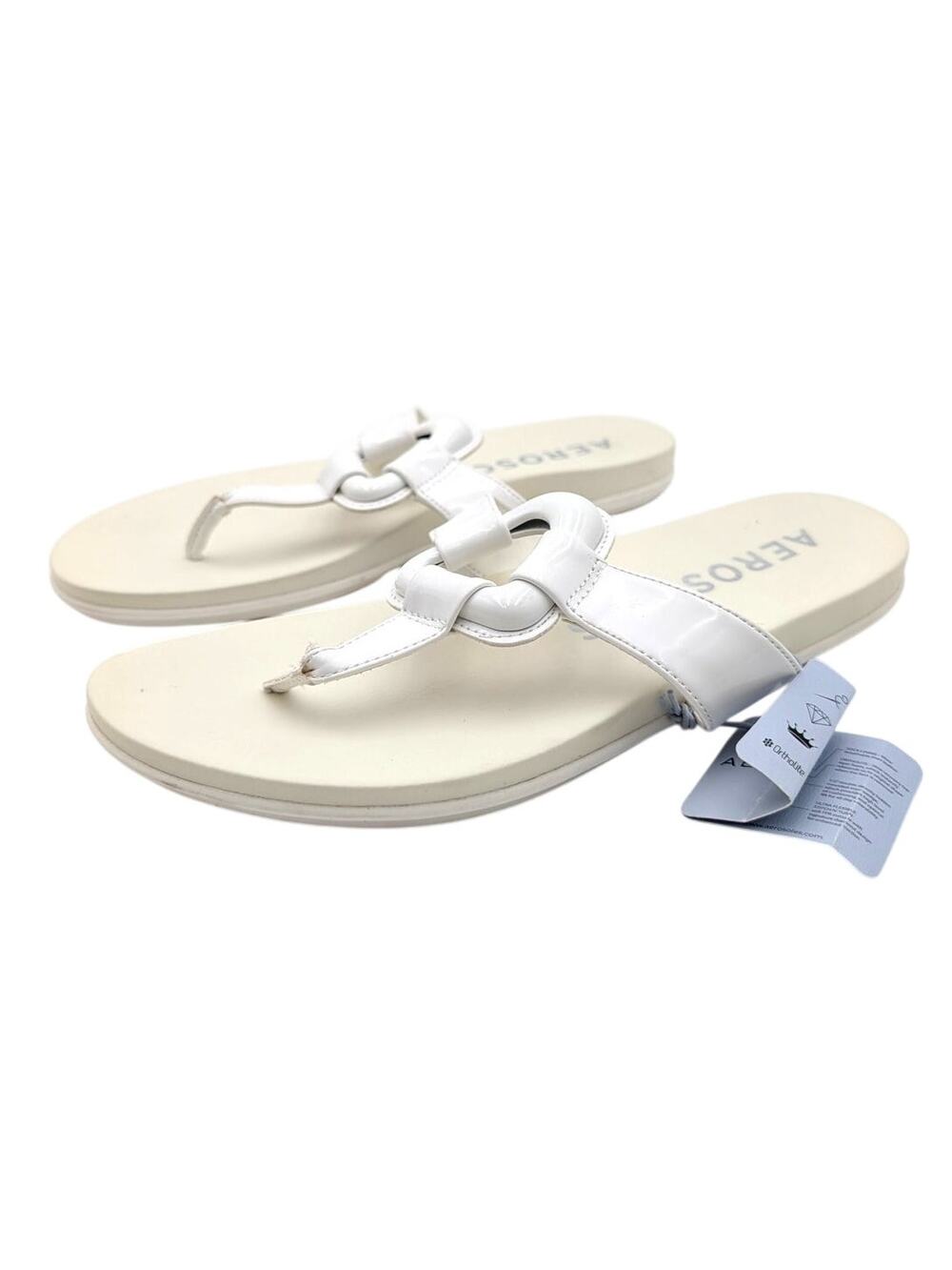 Aerosoles Fallon Harness Flat Sandals Open Toe Women's White Size US8.5M EU39